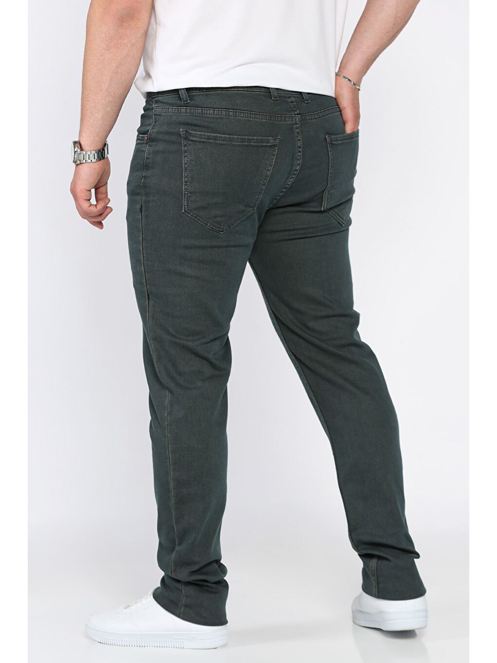 Haki Erkek Elastanlı Jean Pantolon-2