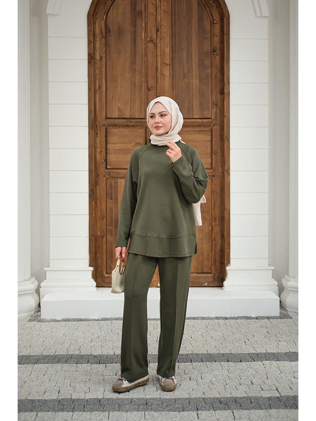 Kadın Pantolonlu Takım Haki Yeşil-4
