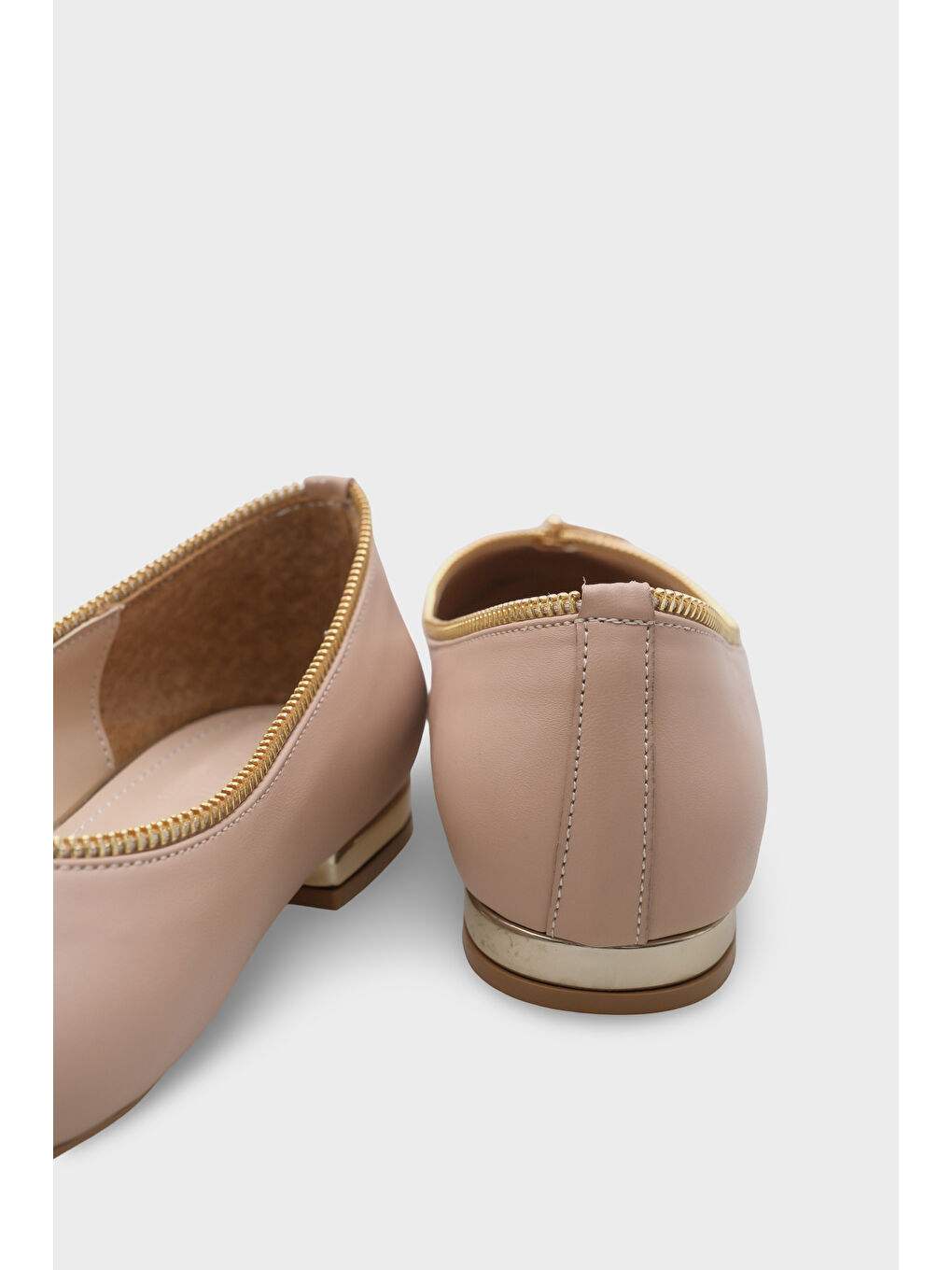 Bej Laurella Kısa Topuklu Fermuarlı Kadın Babet-3