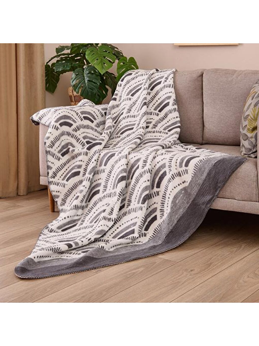 Soft Citrus Pamuklu Tv Battaniyesi - Antrasit - 130x170 cm