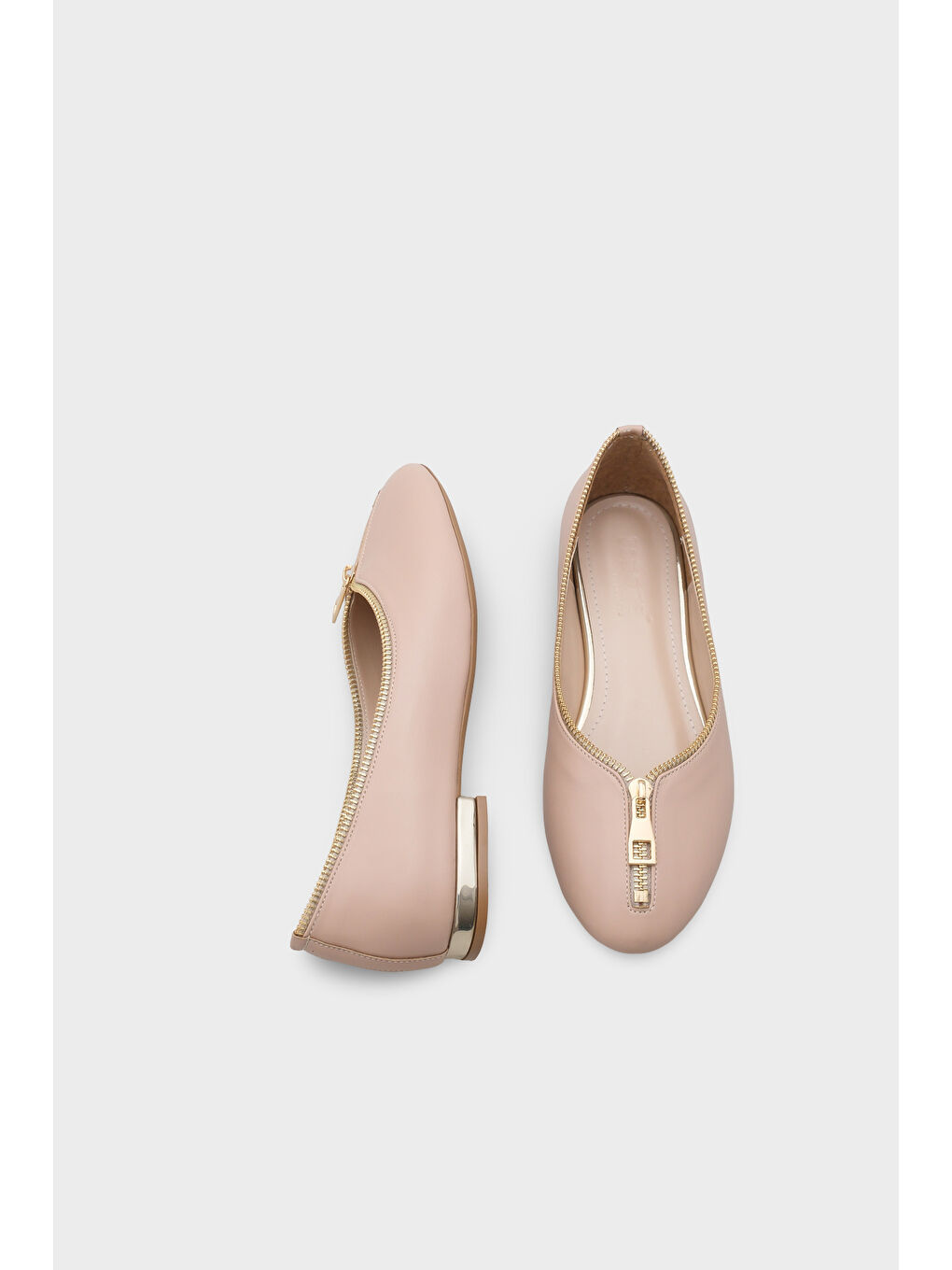 Bej Laurella Kısa Topuklu Fermuarlı Kadın Babet-4