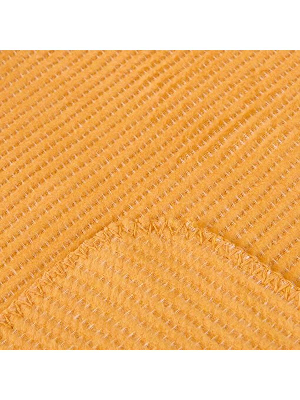 Kahverengi Soft Moza Pamuklu Tv Battaniyesi - Hardal - 130x170 cm-4