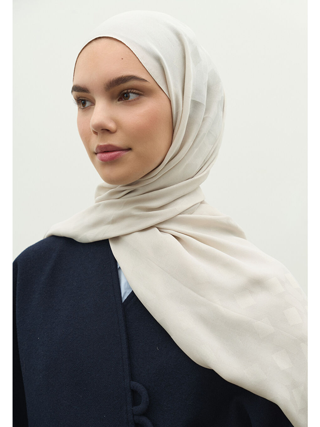 Bej OSLO PAMUK FLOŞ JAKARLI ŞAL TAŞ-1