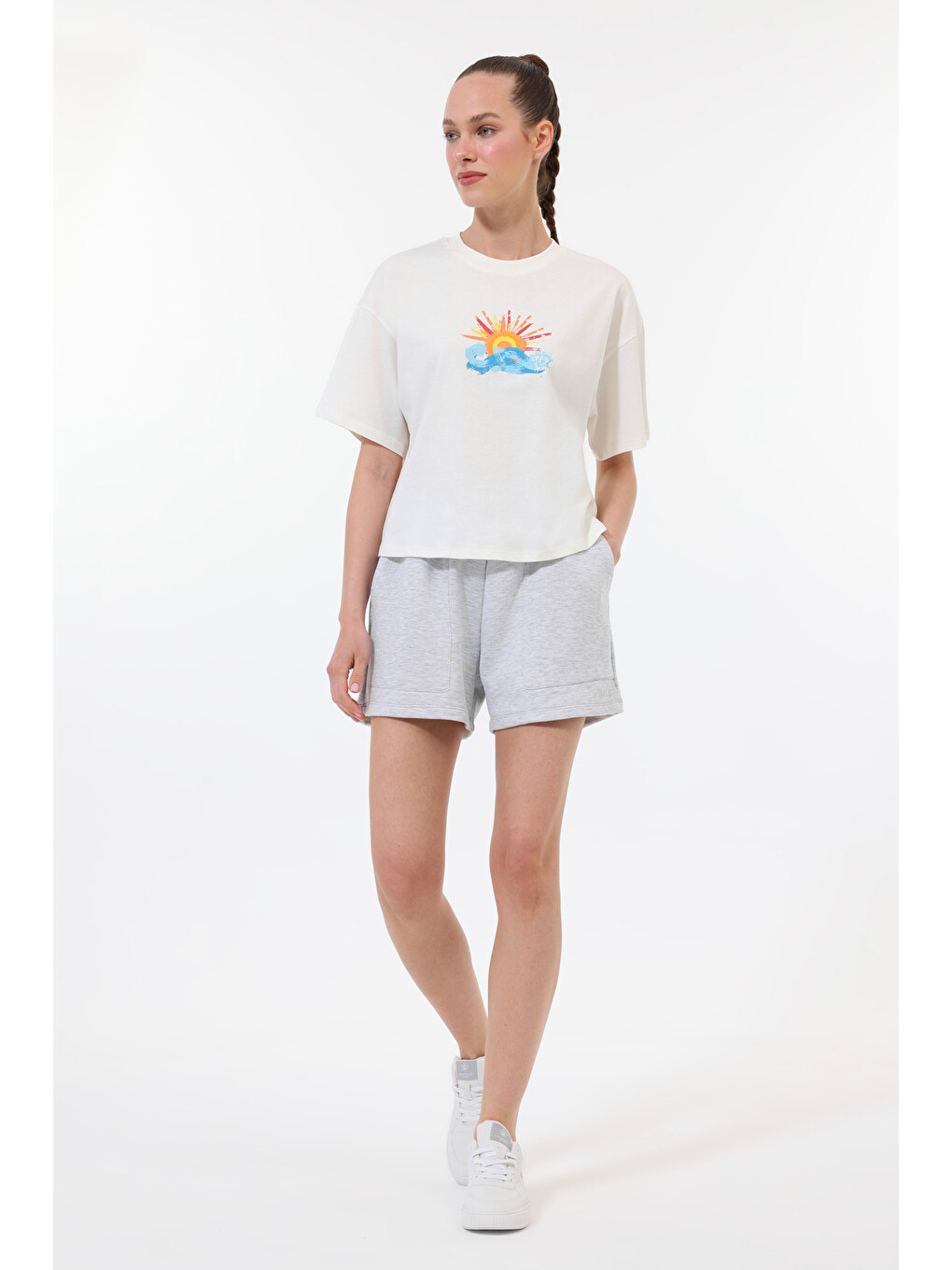 Bej WL ANWAR 11BT264 5FX Ekru Kadın Kısa Kol T-Shirt-2