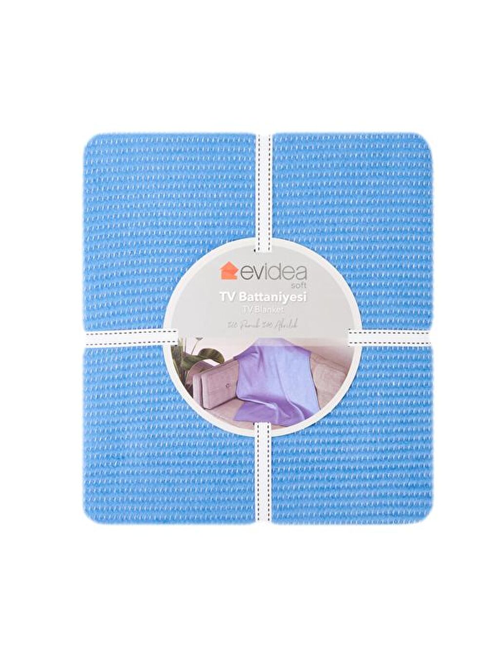 Soft Moza Pamuklu Tv Battaniyesi - Saks Mavisi - 130x170 cm-2