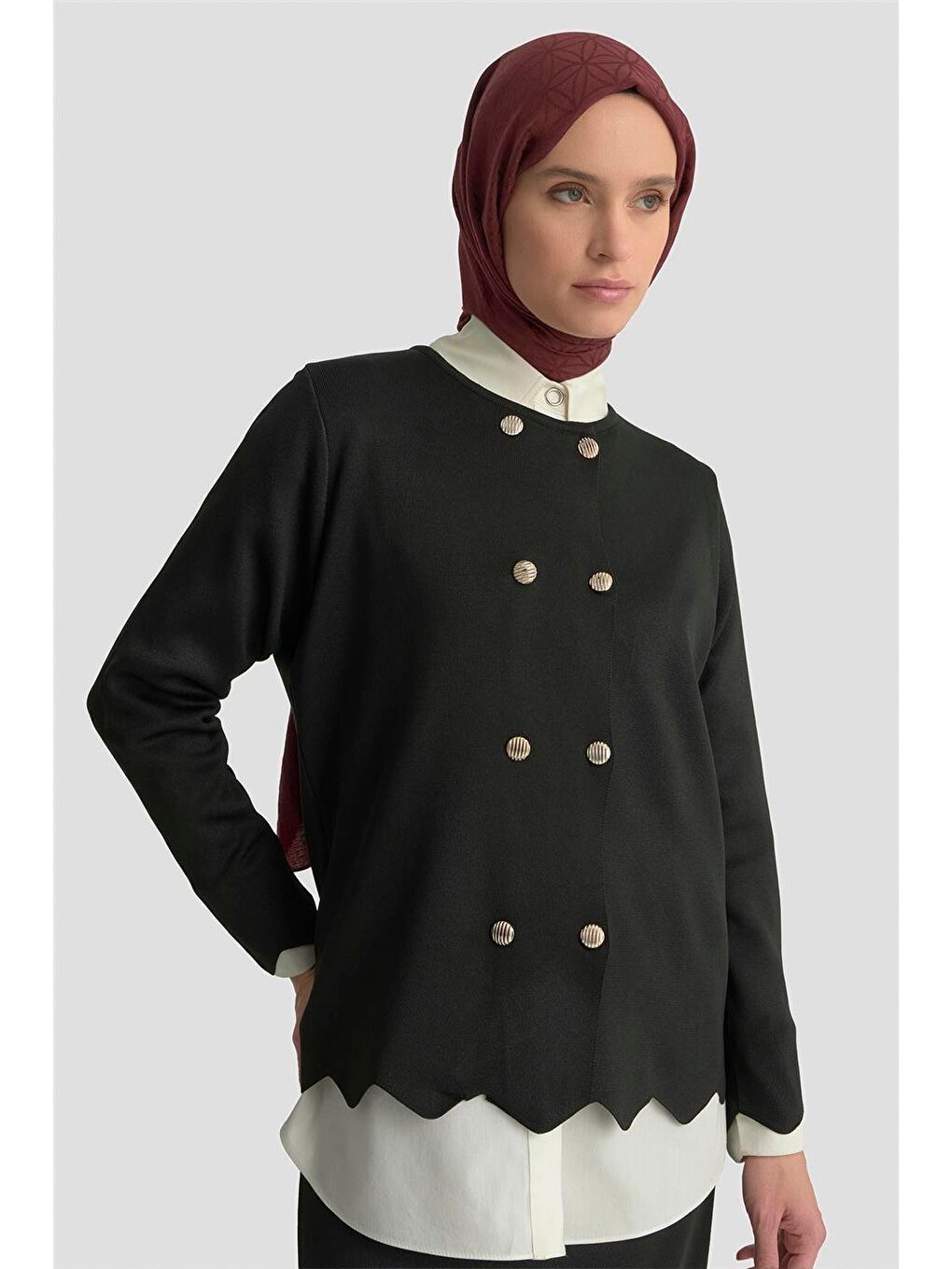 Düğme Detaylı Triko Takım 25Ktd6118 Siyah-2