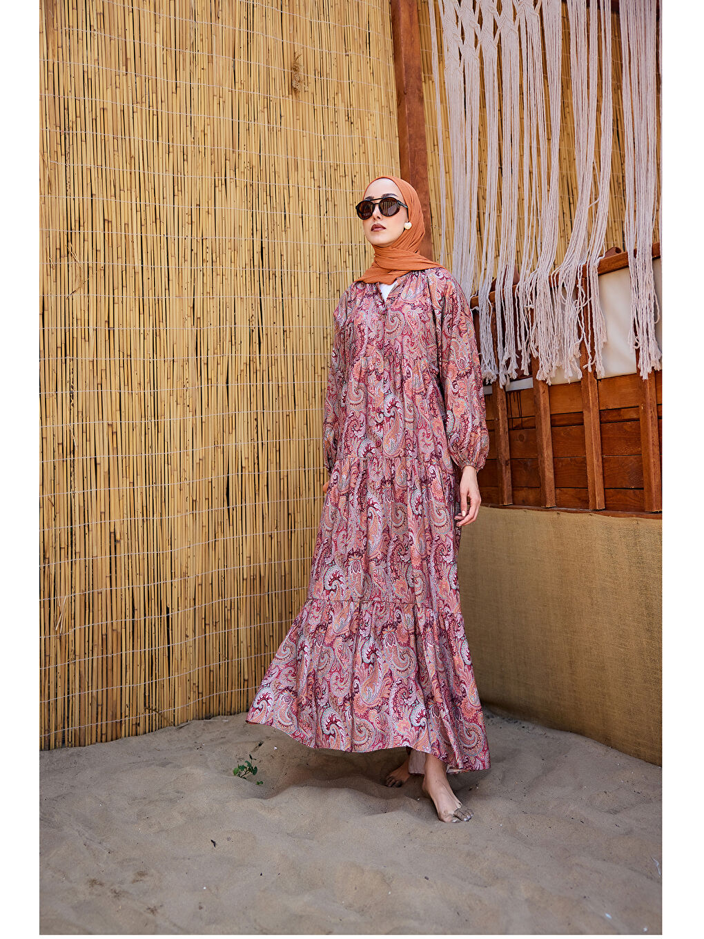 Kadın Cassime Desenli Elbise Mor-1