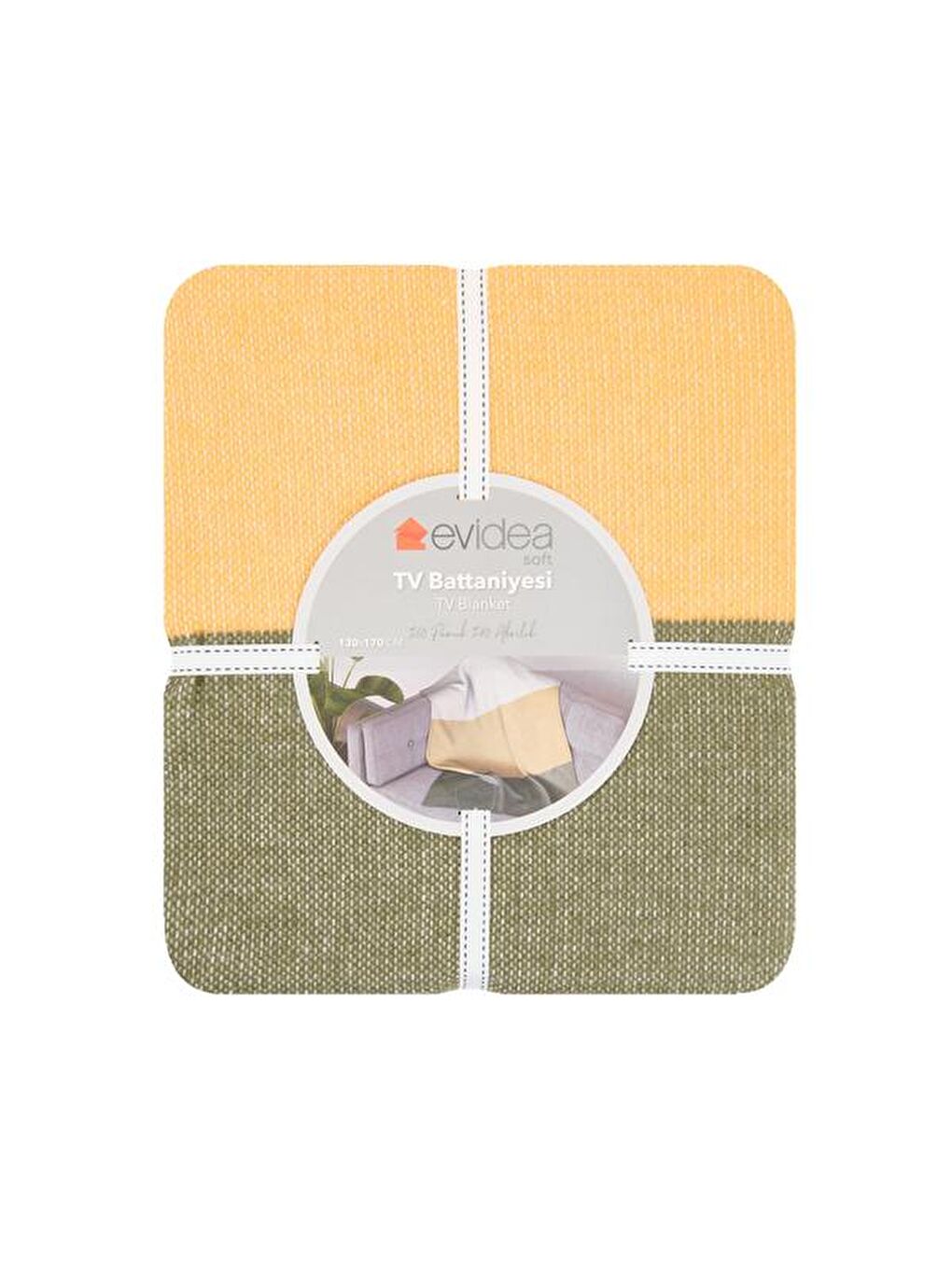 Soft Carta Jakarlı Skoç Tv Battaniyesi - Yeşil / Hardal - 130x170 cm-1