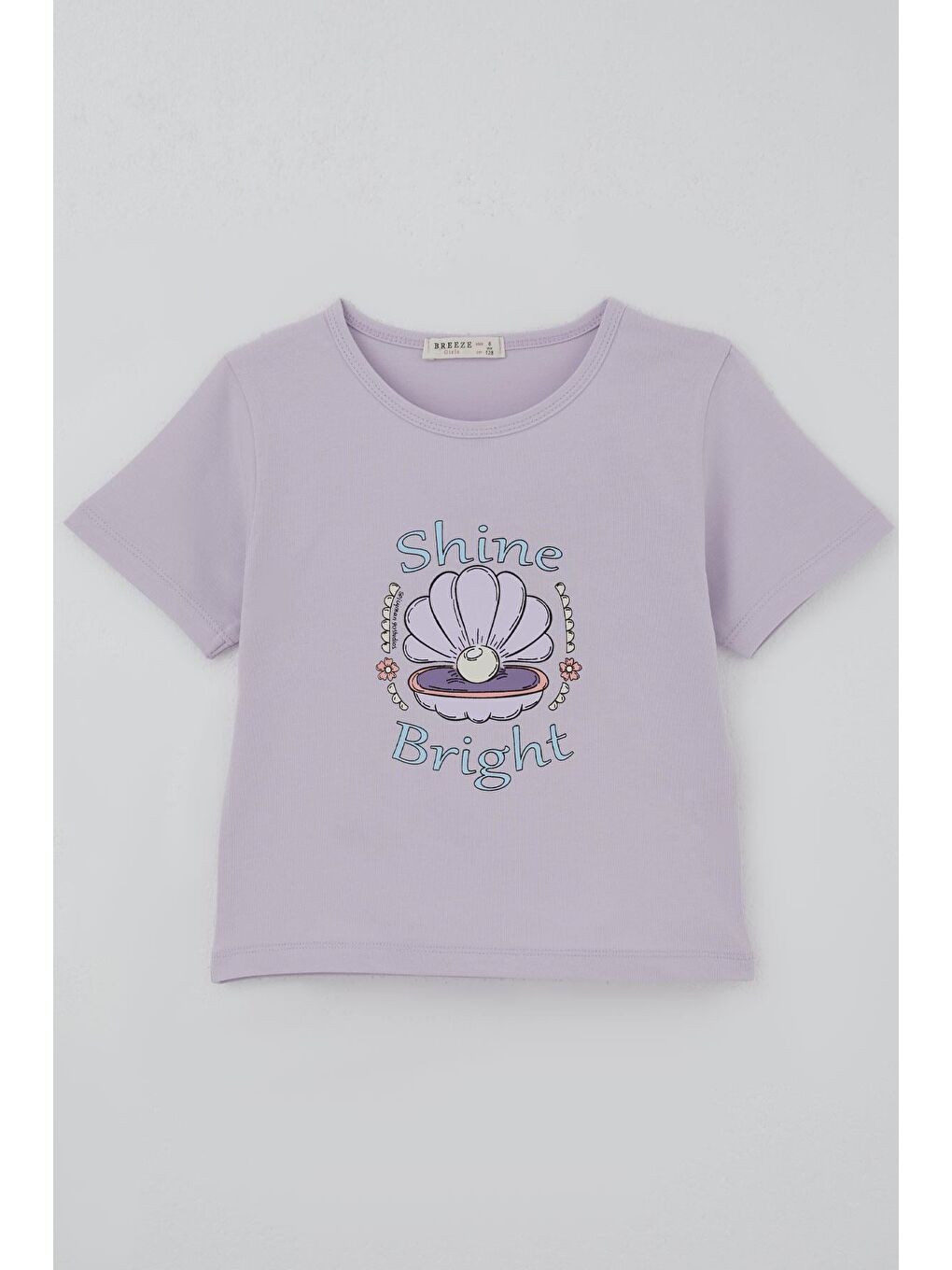 Kız Çocuk Şortlu Takım Deniz Kabuğundaki İnci Işıltısı Açık Lila (5-10 Yaş)-1