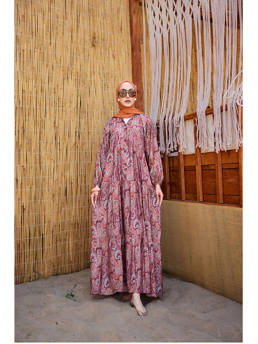 Kadın Cassime Desenli Elbise Mor-2