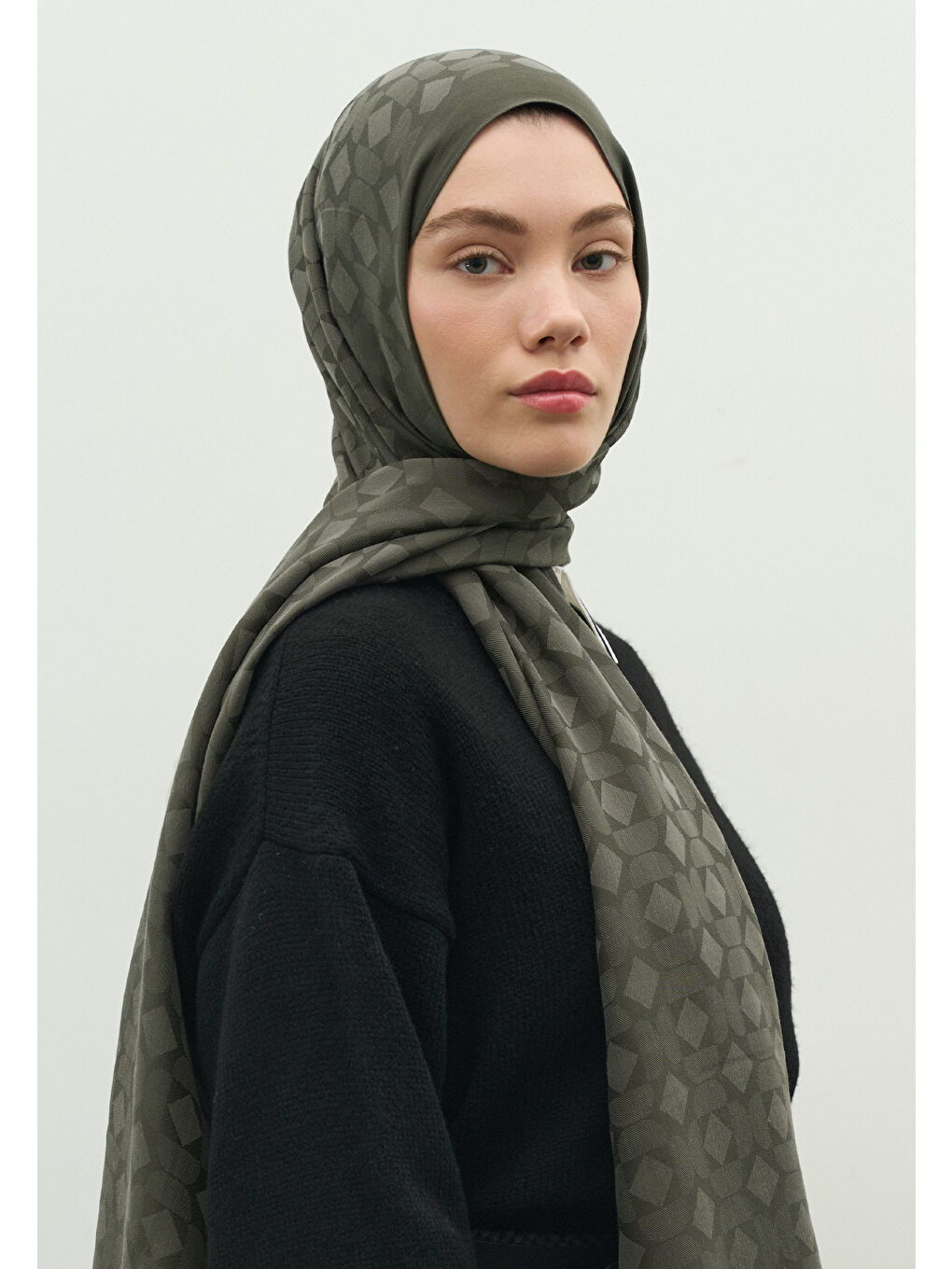 Gri OSLO PAMUK FLOŞ JAKARLI ŞAL KOYU GRİ-2