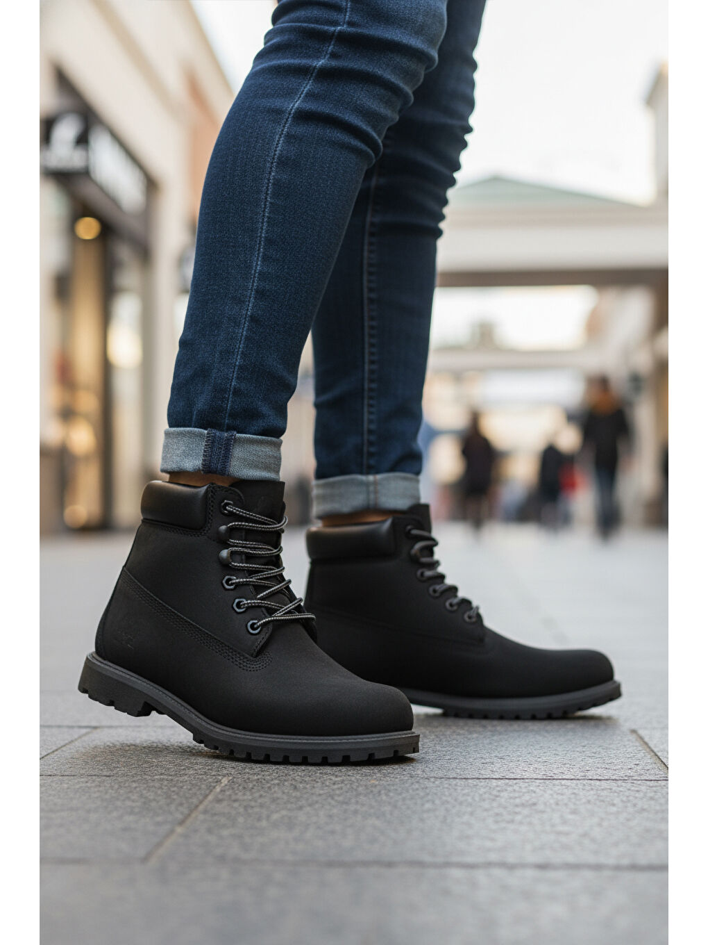 Siyah Nubuk Hakiki Deri Kaymaz Taban Unisex Bot Empresa G-2