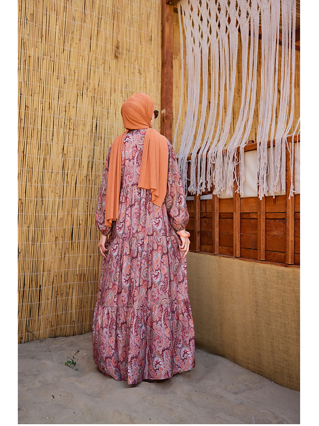 Kadın Cassime Desenli Elbise Mor-3