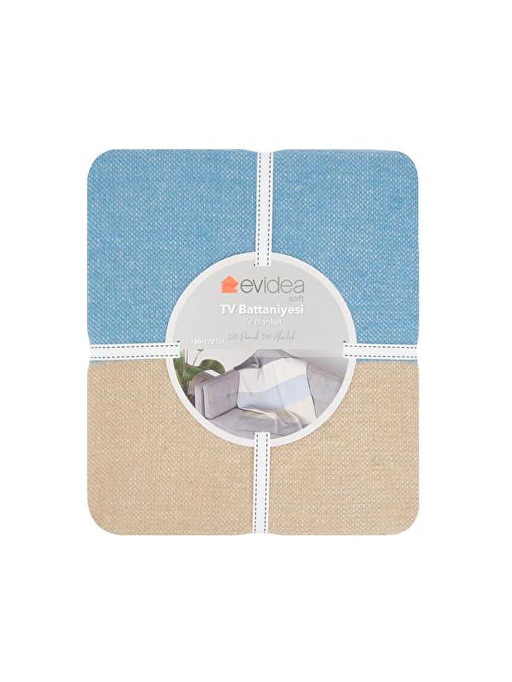 Soft Carta Jakarlı Skoç Tv Battaniyesi - Mavi / Beyaz - 130x170 cm-1