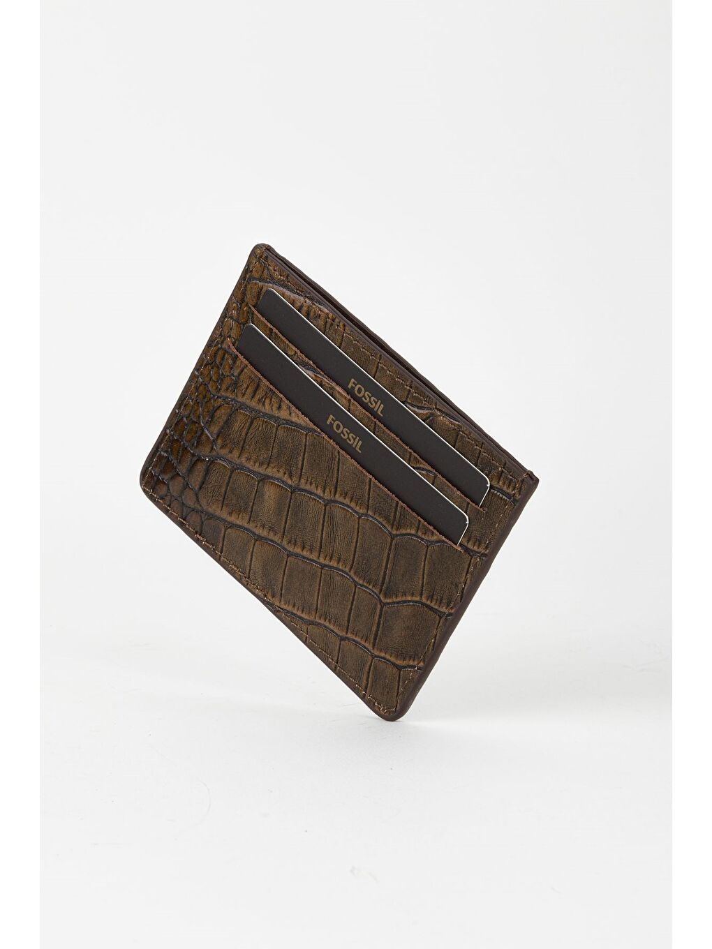 Kahverengi Kutulu Hakiki Deri Croco Kahve Unisex El Portföyü Cüzdan-3