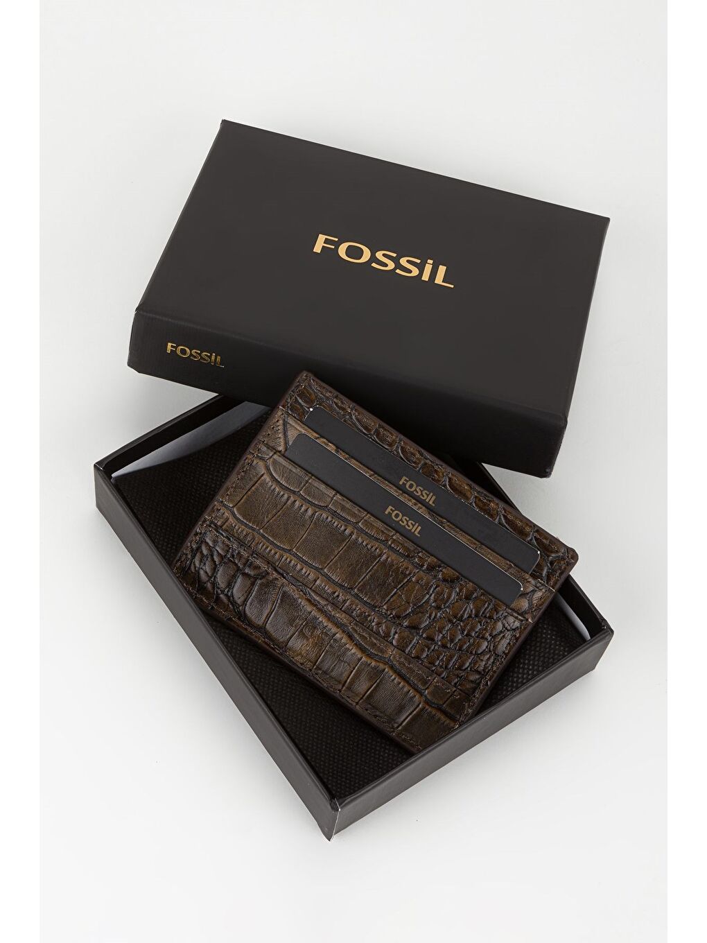 Kahverengi Kutulu Hakiki Deri Croco Kahve Unisex El Portföyü Cüzdan-5