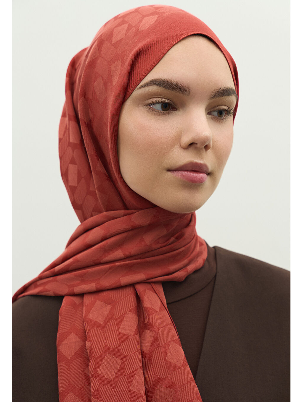 Kırmızı OSLO PAMUK FLOŞ JAKARLI ŞAL SOFT KIRMIZI-2