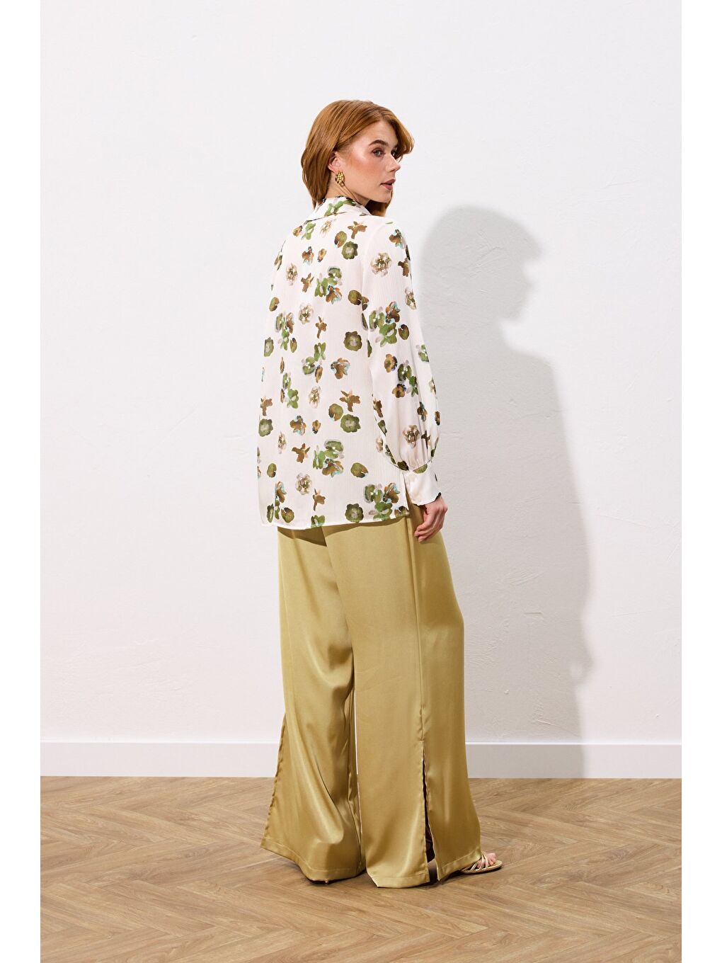 Desenli Salaş Gömlek - Haki-5