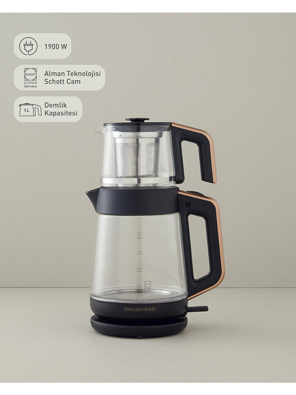 Cmk 6001 Cam Çay Makinesi Ve Kettle Siyah-bakır-1