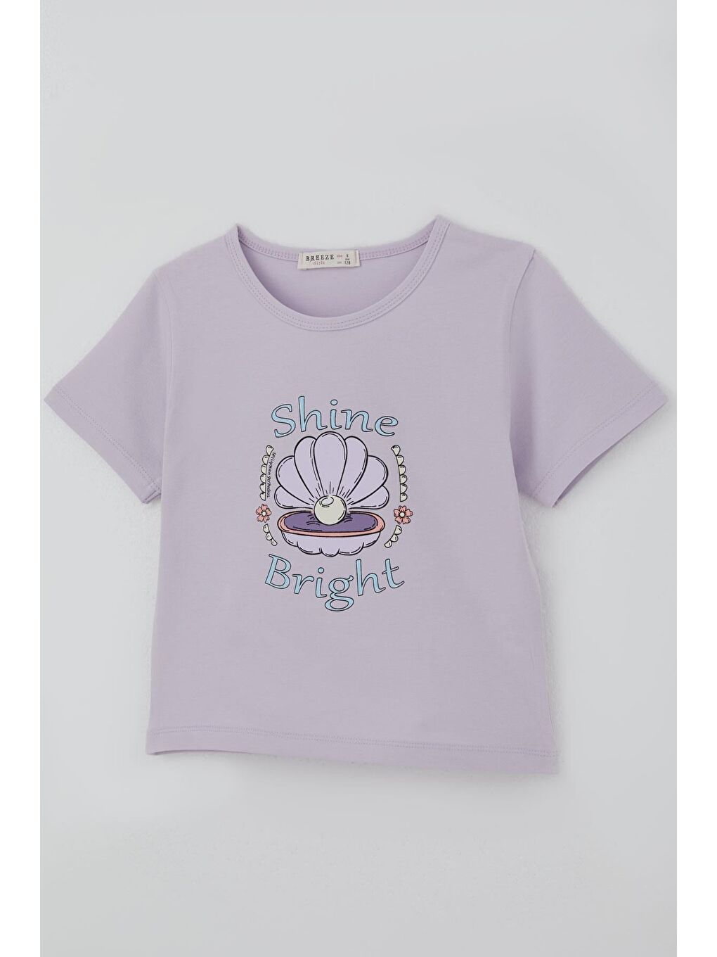 Kız Çocuk Şortlu Takım Deniz Kabuğundaki İnci Işıltısı Açık Lila (5-10 Yaş)-5