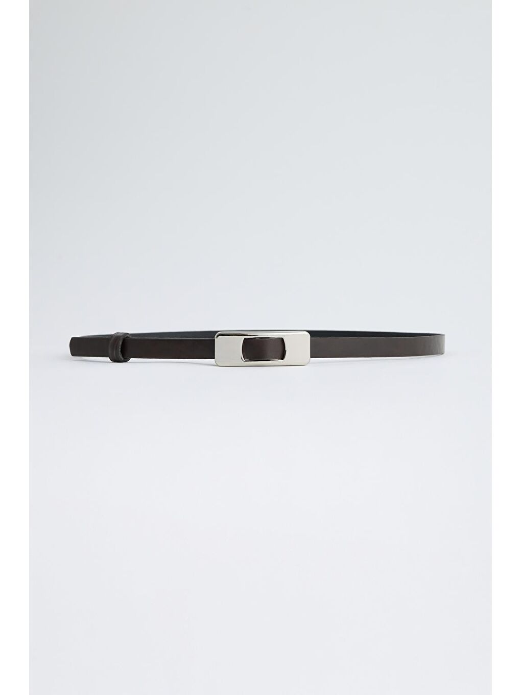 Gümüş Dikdörtgen Tokalı Kemer Siyah