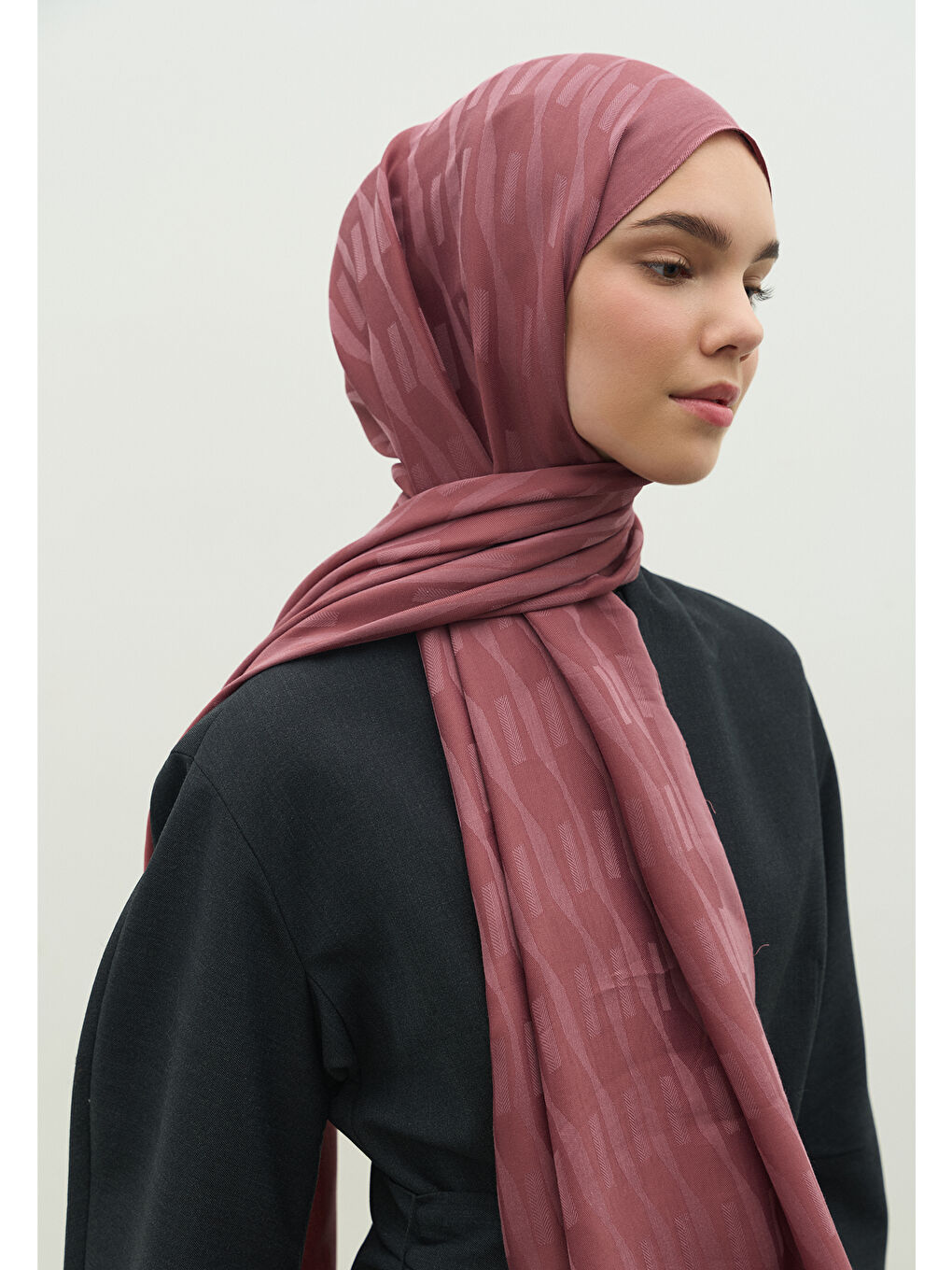 Pembe NARA PAMUK FLOŞ JAKARLI ŞAL GÜLKURUSU-1