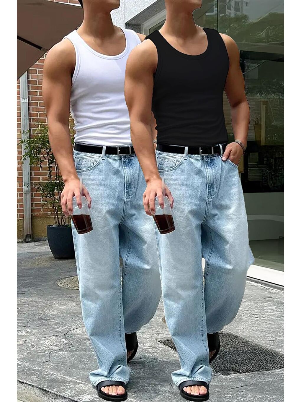 Siyah Wove 2 Li Paket Slim Fit Esnek Elastanlı Fitilli Nefes Alabilen Kolsuz Tişört Sporcu Kolsuz Tişört-2