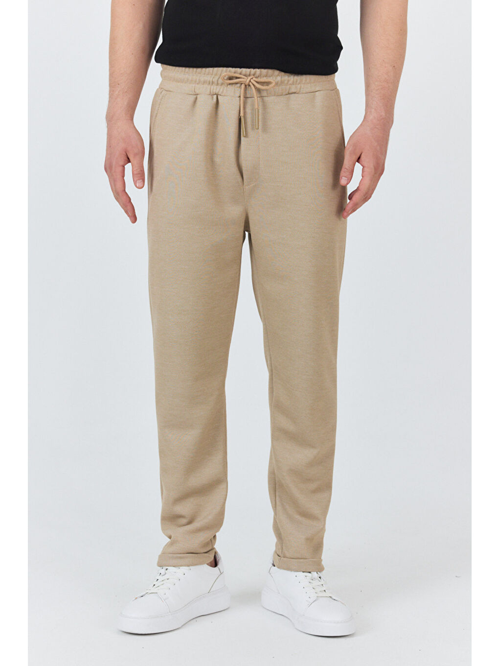 Bej Erkek Jogger Pantolon Rahat Kalıp Spor Günlük Jogger Pantolon 3520