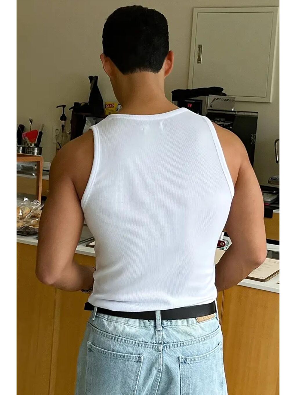 Siyah Wove 2 Li Paket Slim Fit Esnek Elastanlı Fitilli Nefes Alabilen Kolsuz Tişört Sporcu Kolsuz Tişört-3