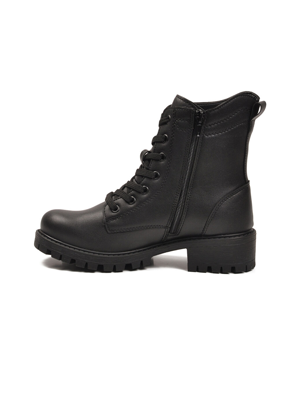 Siyah İçi Polarlı Kaymaz Taban Fermuarlı Kadın Bot 24024 Z-3