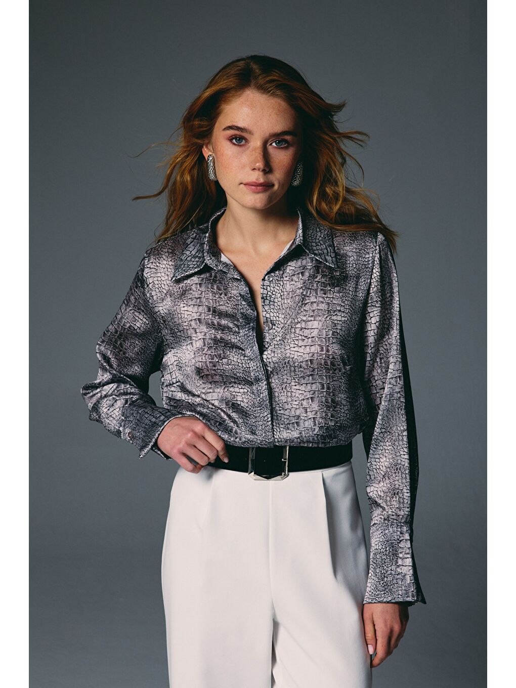 Klasik Desenli Gömlek - Gri