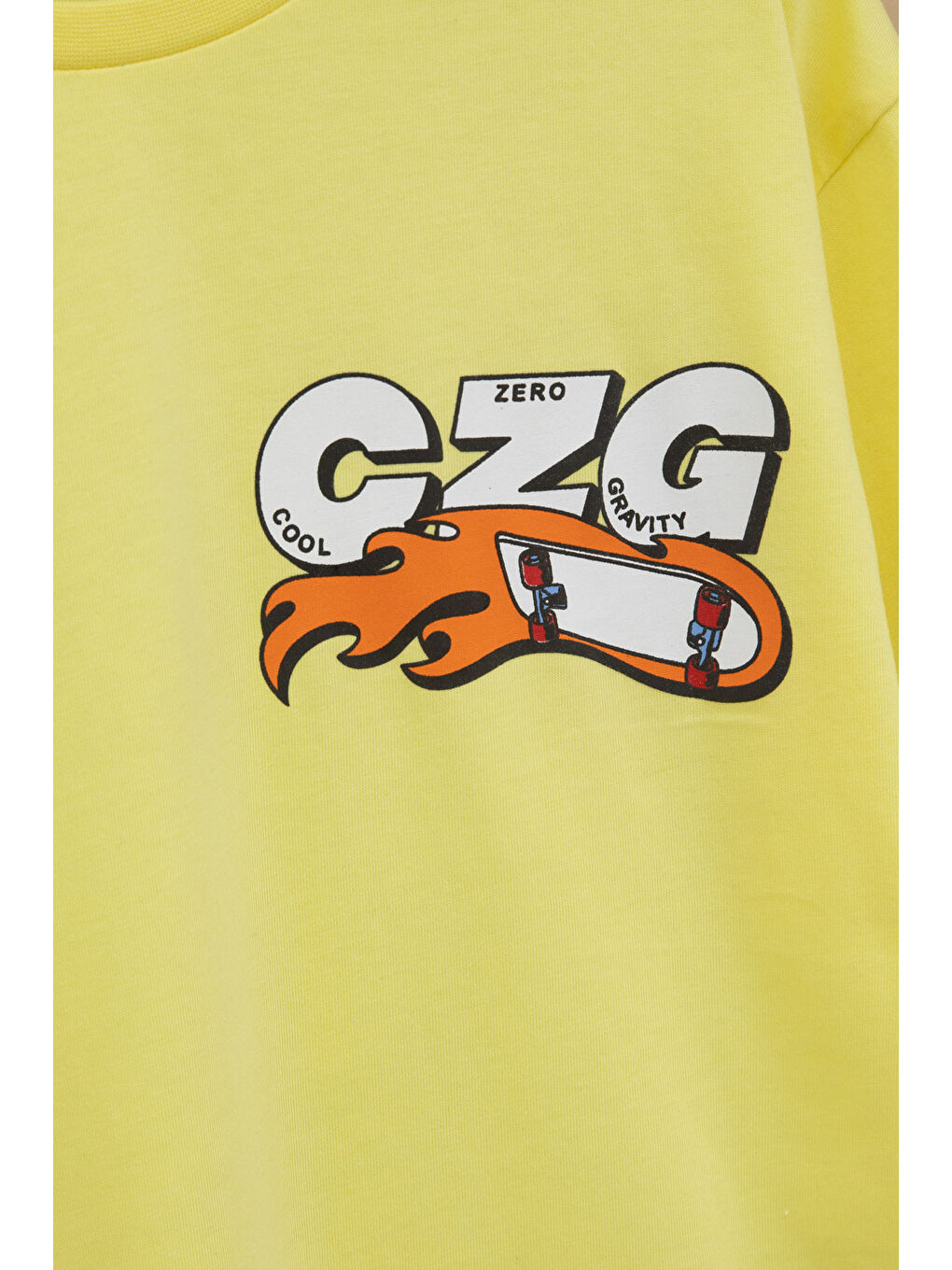Sarı Kaykay Baskılı Yazılı Erkek Çocuk Bisiklet Yaka Tişört 20915-1