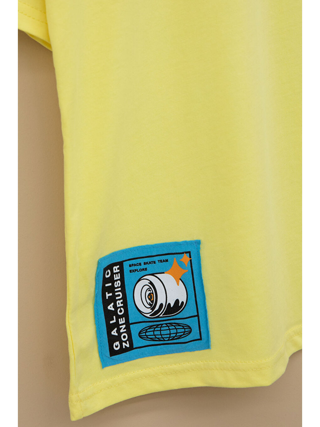 Sarı Kaykay Baskılı Yazılı Erkek Çocuk Bisiklet Yaka Tişört 20915-3