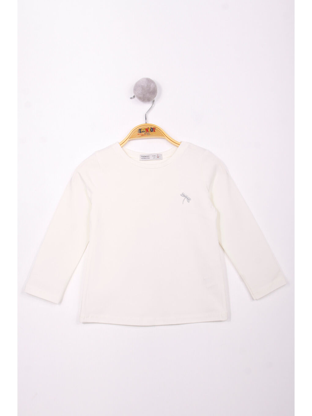 Ekru Kız Çocuk Göğsü Nakışlı T-Shirt