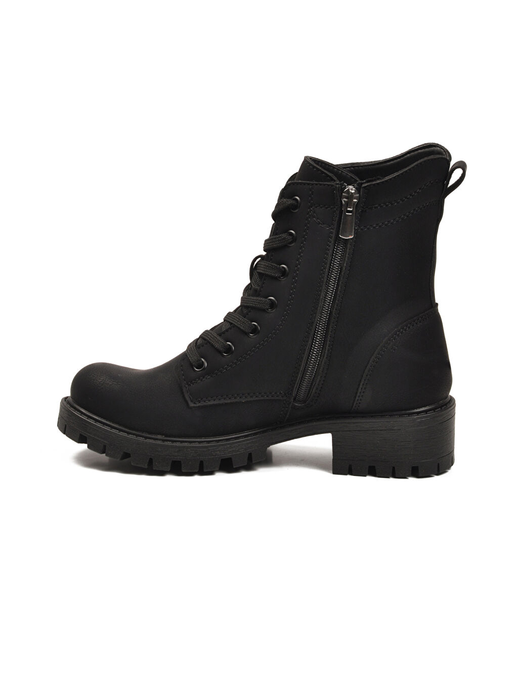 Siyah Nubuk İçi Polarlı Kaymaz Taban Fermuarlı Kadın Bot 24024 Z-3