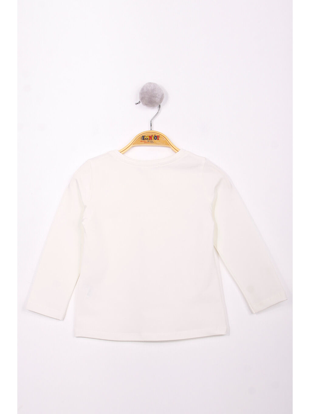 Ekru Kız Çocuk Göğsü Nakışlı T-Shirt-1