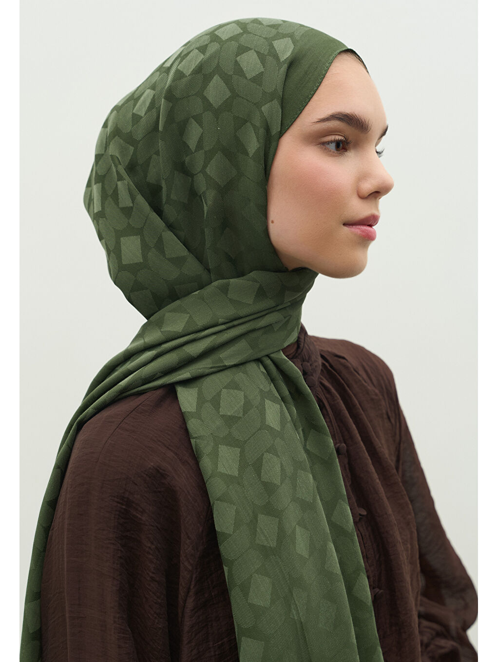 Yeşil OSLO PAMUK FLOŞ JAKARLI ŞAL YAPRAK-3