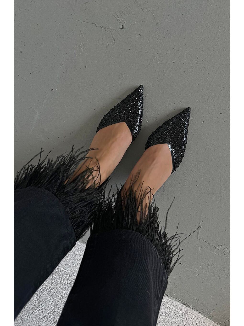 Jessica Kadın Taş Detay Şeffaf Topuklu  Ayakkabı Siyah-2