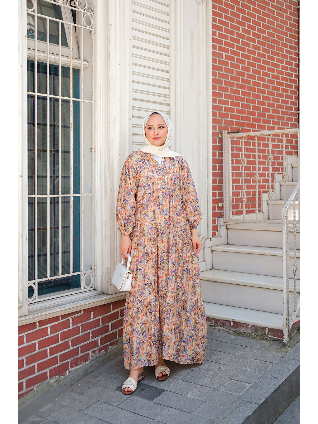 Kadın Çicek Desenli Elbise Sarı-1