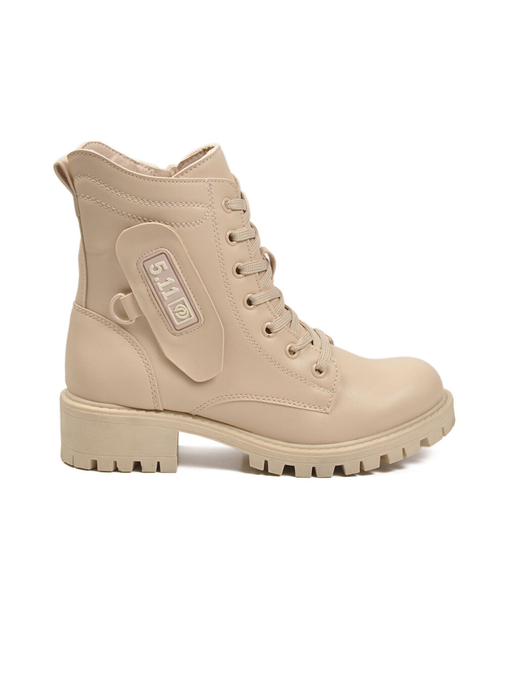 Bej İçi Polarlı Kaymaz Taban Fermuarlı Kadın Bot 24024 Z-1