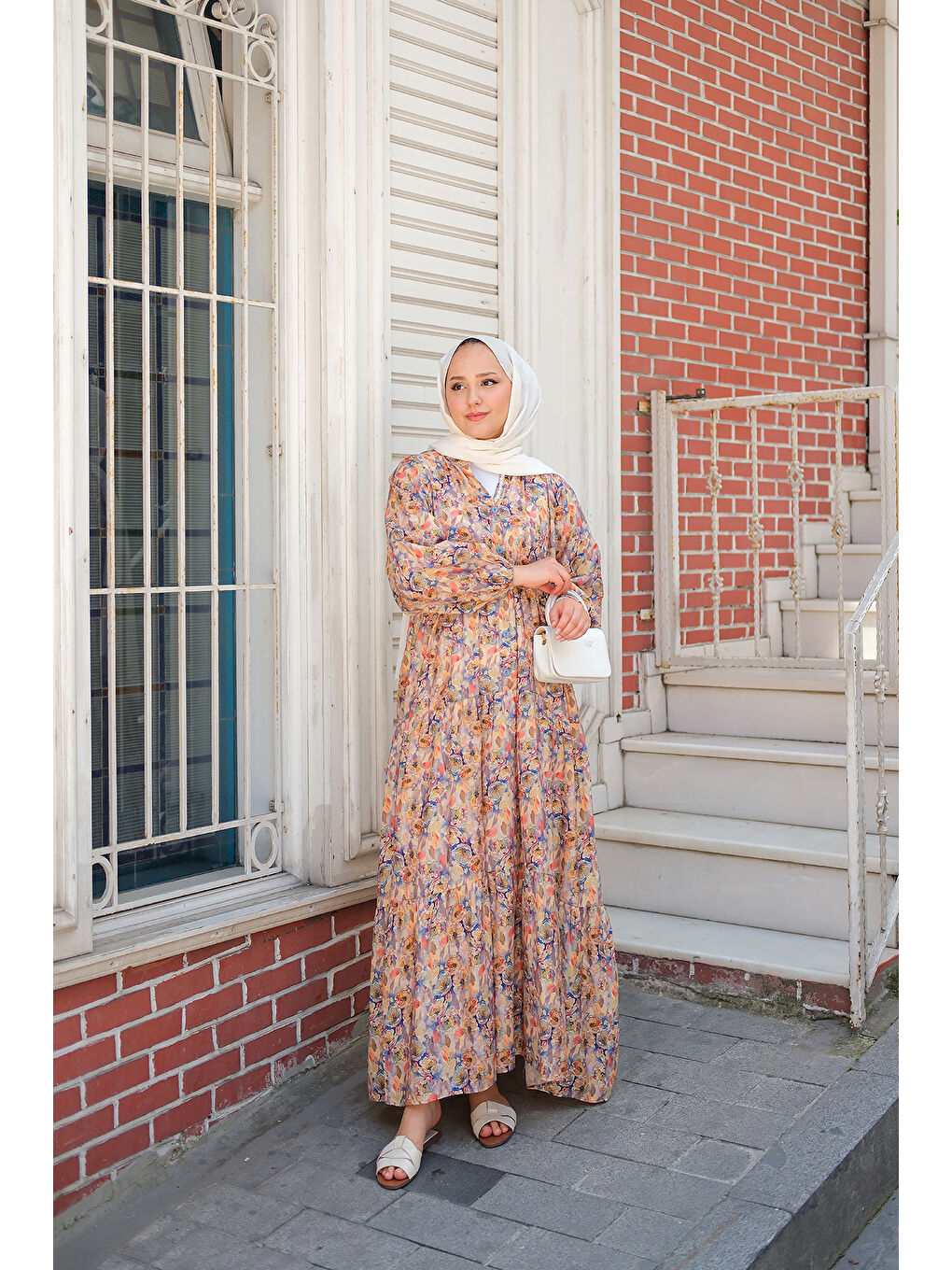 Kadın Çicek Desenli Elbise Sarı-2