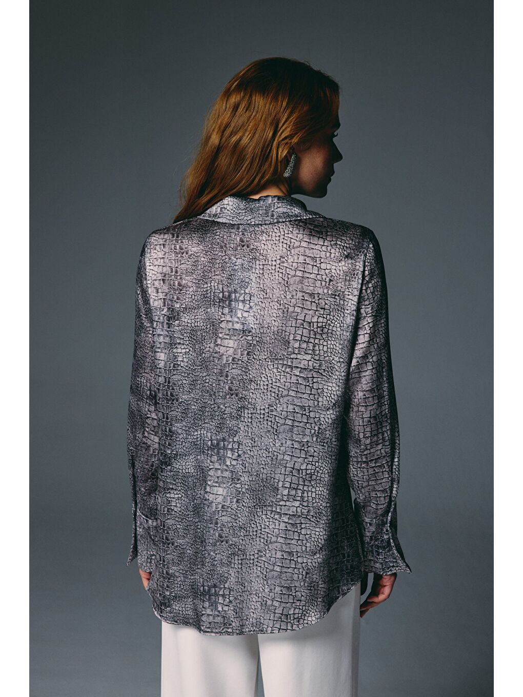 Klasik Desenli Gömlek - Gri-5