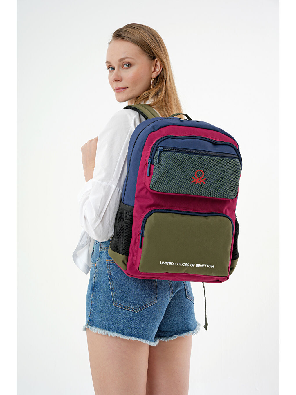 Lacivert Renk Bloklu Unisex Sırt Çantası 20898-2