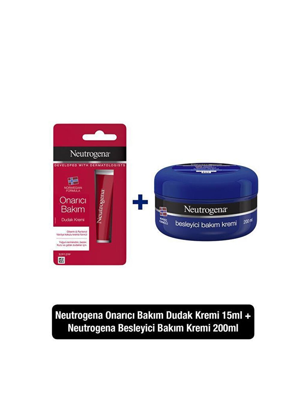 Neutrogena Renksiz Besleyici Bakım Kremi 200 ml+ Onarıcı Bakım Dudak Kremi 15 ml