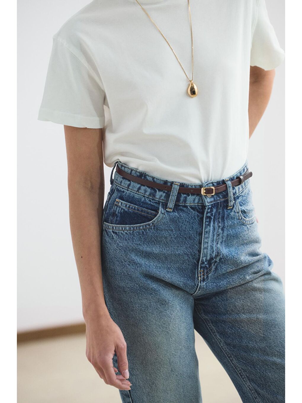 Gold Tokalı Ayarlanabilir İnce Kemer Bordo-1