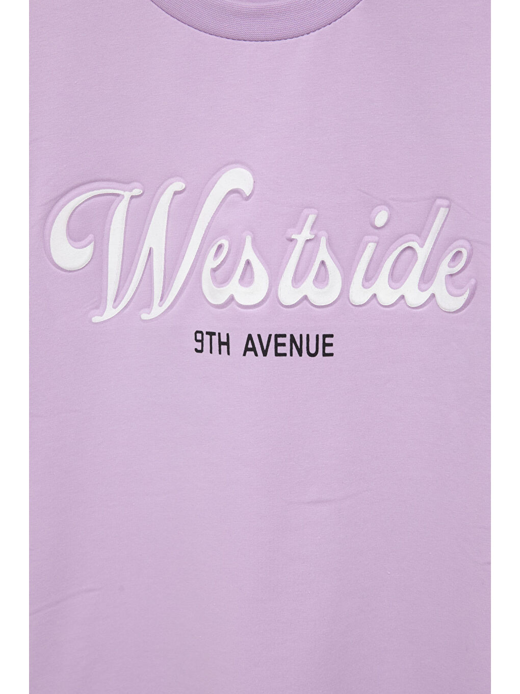 Lila West Side Kabartmalı Yazılı Kız Çocuk Bisiklet Yaka Tişört 20975-1