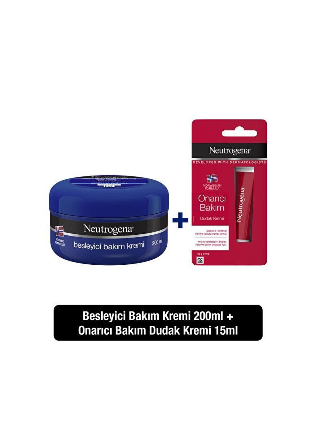 Neutrogena Renksiz Besleyici Bakım Kremi 200 ml+ Onarıcı Bakım Dudak Kremi 15 ml - 1