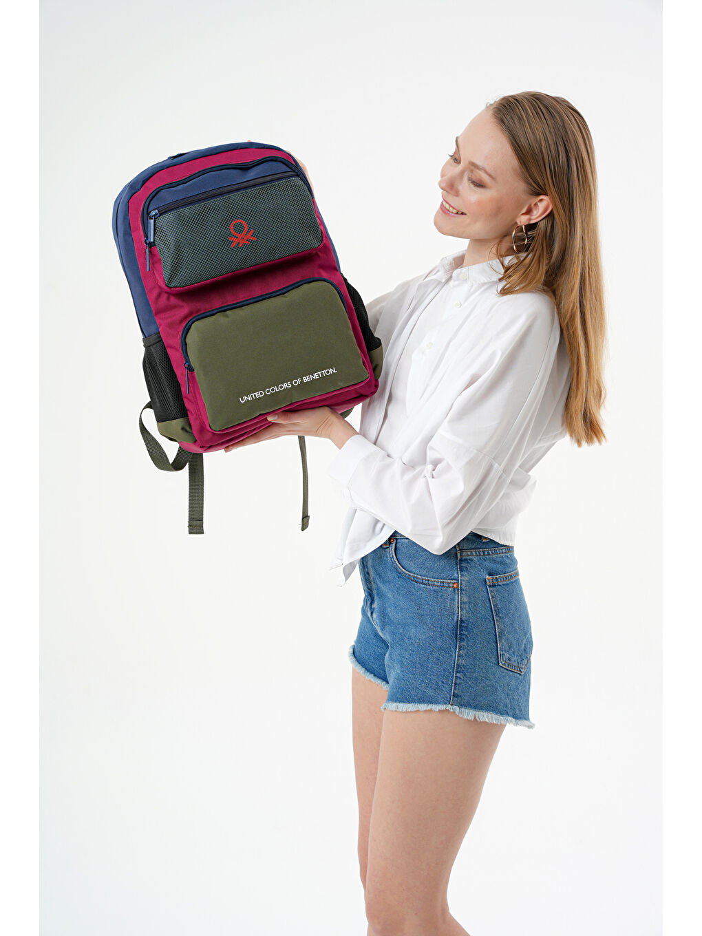 Lacivert Renk Bloklu Unisex Sırt Çantası 20898-3