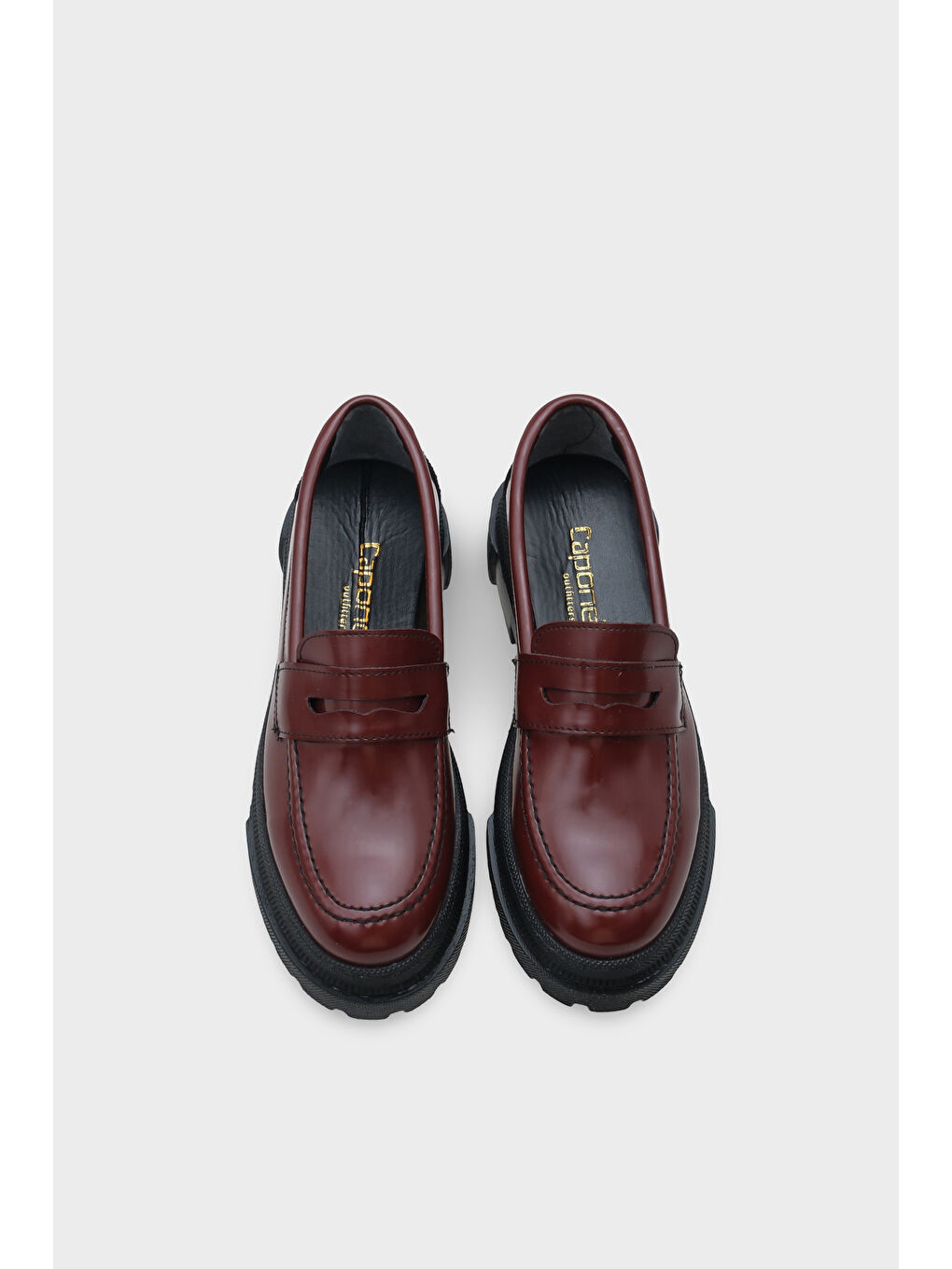 Bordo Fania Oval Burunlu Trak Tabanlı Rugan Kadın Loafer-6