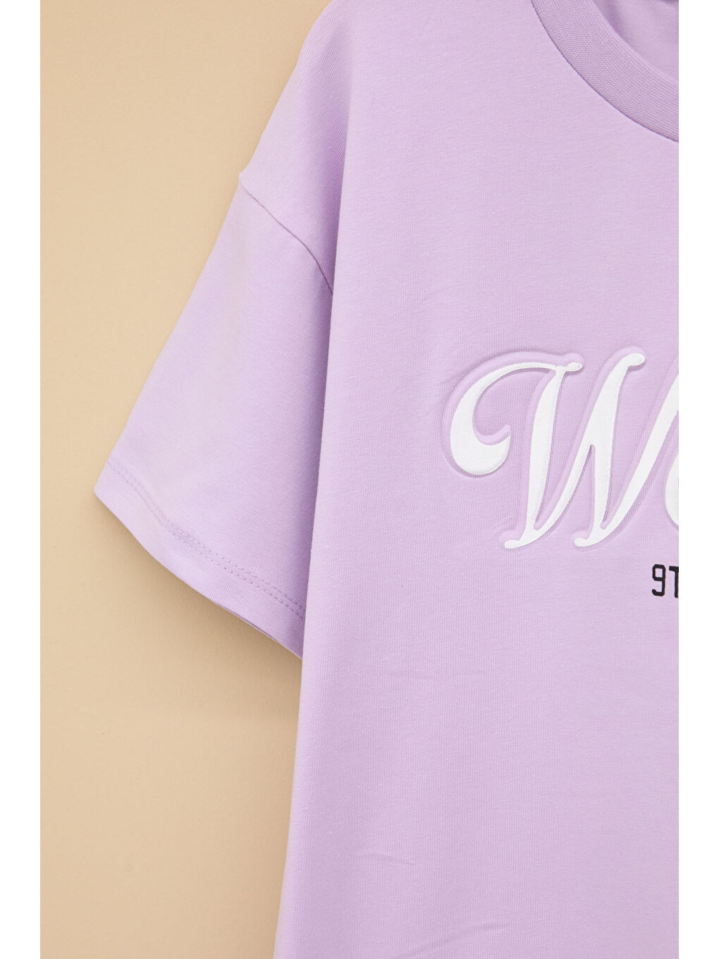 Lila West Side Kabartmalı Yazılı Kız Çocuk Bisiklet Yaka Tişört 20975-2